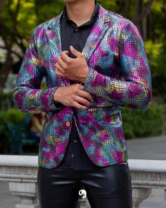 BLAZER SOLAPA V EXOTICO HOLOGRAMA ANIMAL PRINT VIBORA