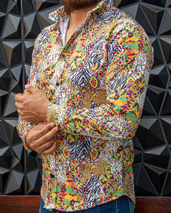 CAMISA MANGA LARGA ESTAMPADO MARIPOSAS CON LEOPARDO