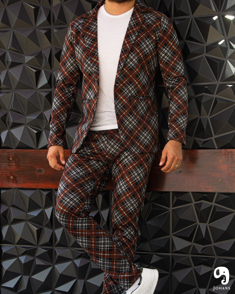 BLAZER SOLAPA V CASUAL ROMOS GRANDES VINO CON GRIS