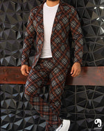 Cargar imagen en el visor de la galería, BLAZER SOLAPA V CASUAL ROMOS GRANDES VINO CON GRIS
