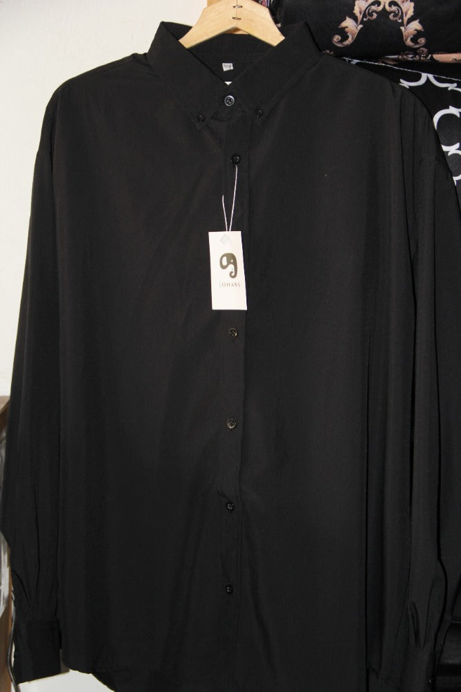 CAMISA MANGA LARGA LISA GRIS OXFORD