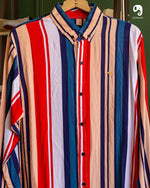 Cargar imagen en el visor de la galería, CAMISA MANGA LARGA RAYAS ROJO, AZUL, BLANCO, CAFE
