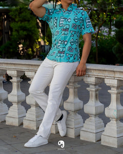 CAMISA MANGA CORTA ESTAMPADO TIPO TRIBAL