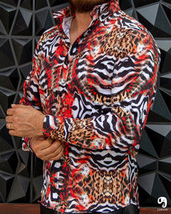 CAMISA MANGA LARGA ESTAMPADO ANIMAL PRINT NARANJA