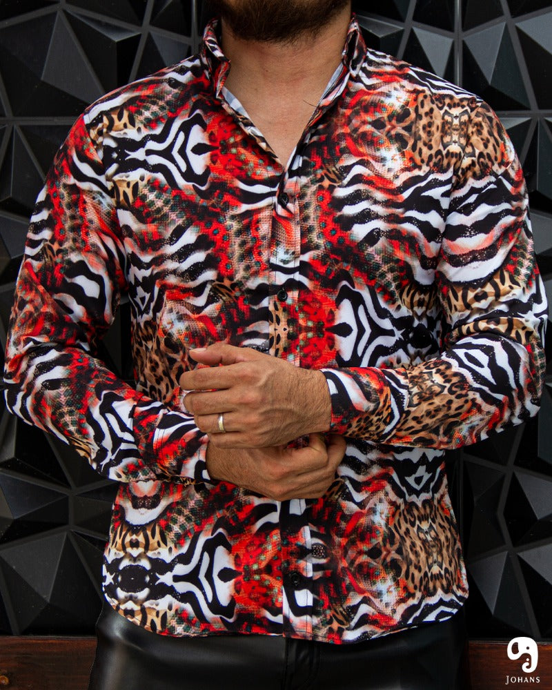 CAMISA MANGA LARGA ESTAMPADO ANIMAL PRINT NARANJA