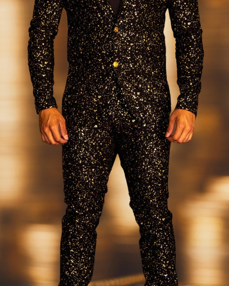 PANTALÓN EXOTICO NEGRO GALAXIA DORADA