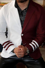 Cargar imagen en el visor de la galería, BLAZER SOLAPA V EXOTICO DUO VINO CON BLANCO
