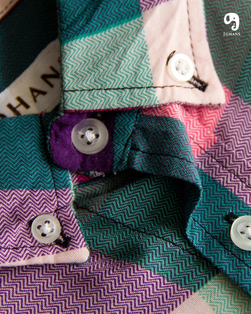 CAMISA MANGA LARGA CUADROS TONALIDADES PASTELES ROSAS Y AZULES