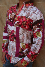 Cargar imagen en el visor de la galería, CAMISA MANGA LARGA ESTAMPADO MOSAICOS FLORES FONDO BLANCO
