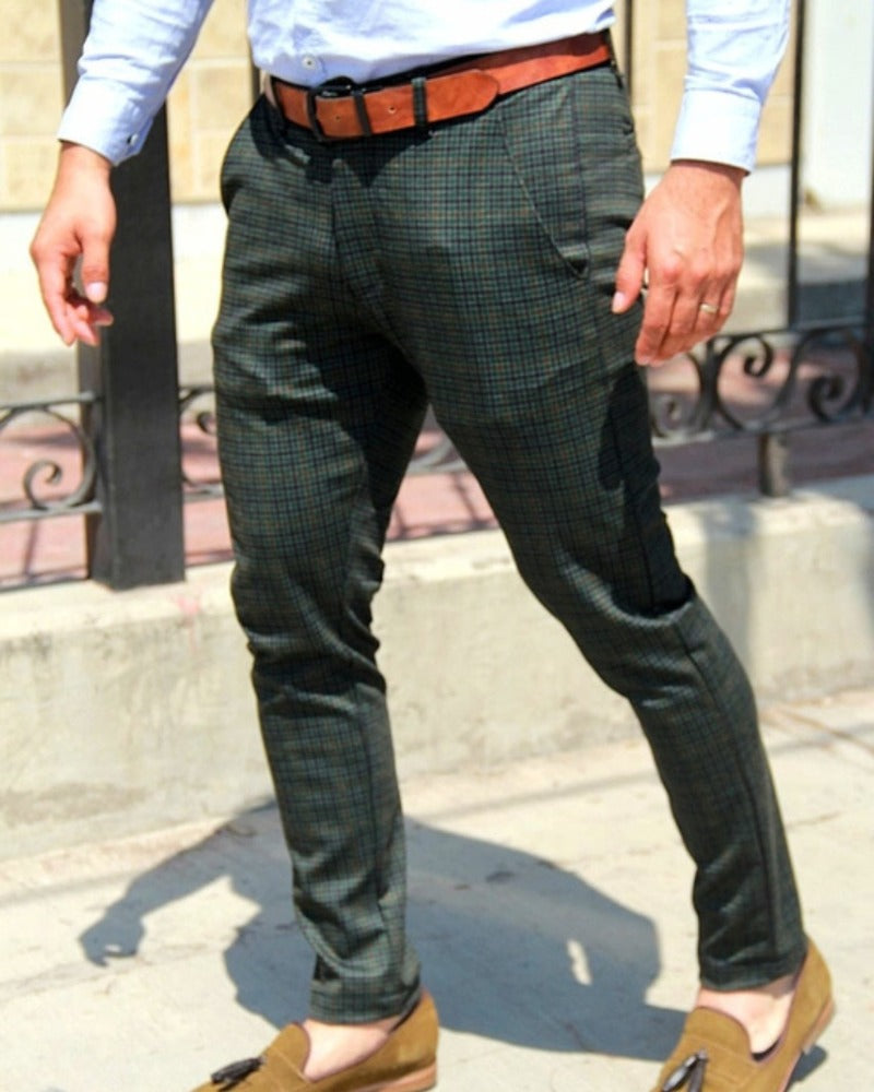 PANTALÓN CASUAL CUADROS VERDES