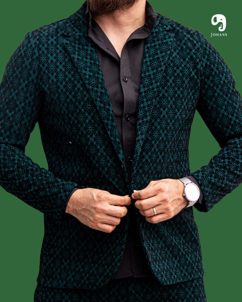 BLAZER SOLAPA V EXOTICO VERDE  CON GAMUZA  EN NEGRO