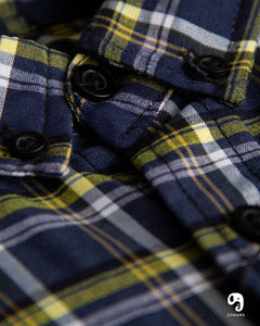 CAMISA MANGA LARGA CUADROS MEDIANOS MARINO AMARILLO