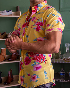 CAMISA MANGA CORTA ESTAMPADO AMARILLO FLORES