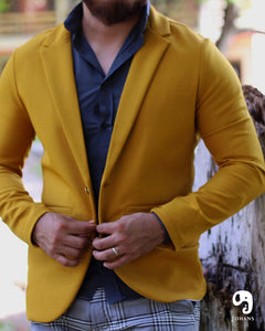 BLAZER SOLAPA V LISO MOSTAZA PAMELA