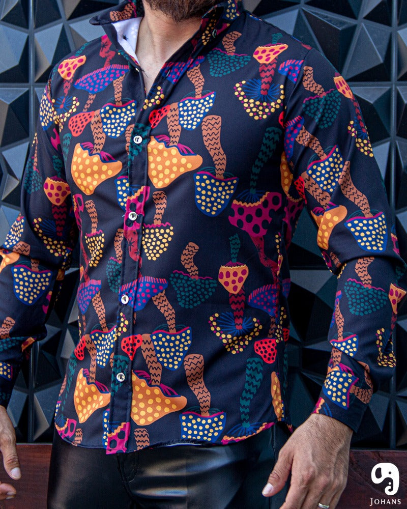CAMISA MANGA LARGA ESTAMPADO HONGOS ALUCINOGENOS