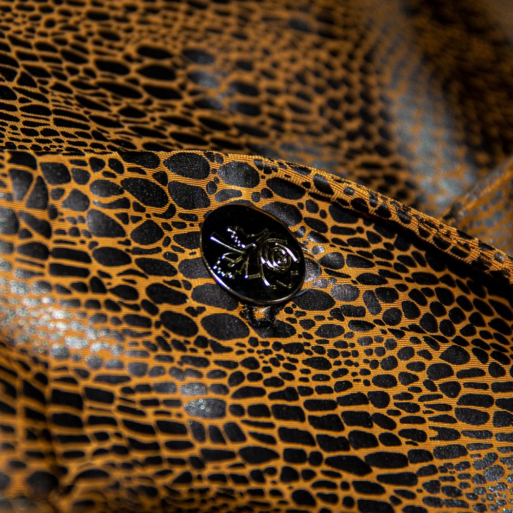 BLAZER SOLAPA V EXOTICO LICRA VIBORA CAFE MANCHA PLATEADA