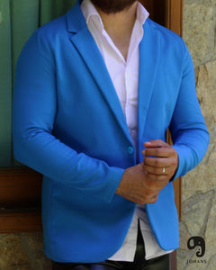 BLAZER SOLAPA V LISO AZUL TURQUEZA PAMELA