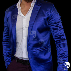 BLAZER SOLAPA V EXOTICO SATINADO AZUL MARINO