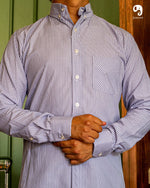 Cargar imagen en el visor de la galería, CAMISA MANGA LARGA RAYAS AZUL CIELO LINEAS BLANCAS
