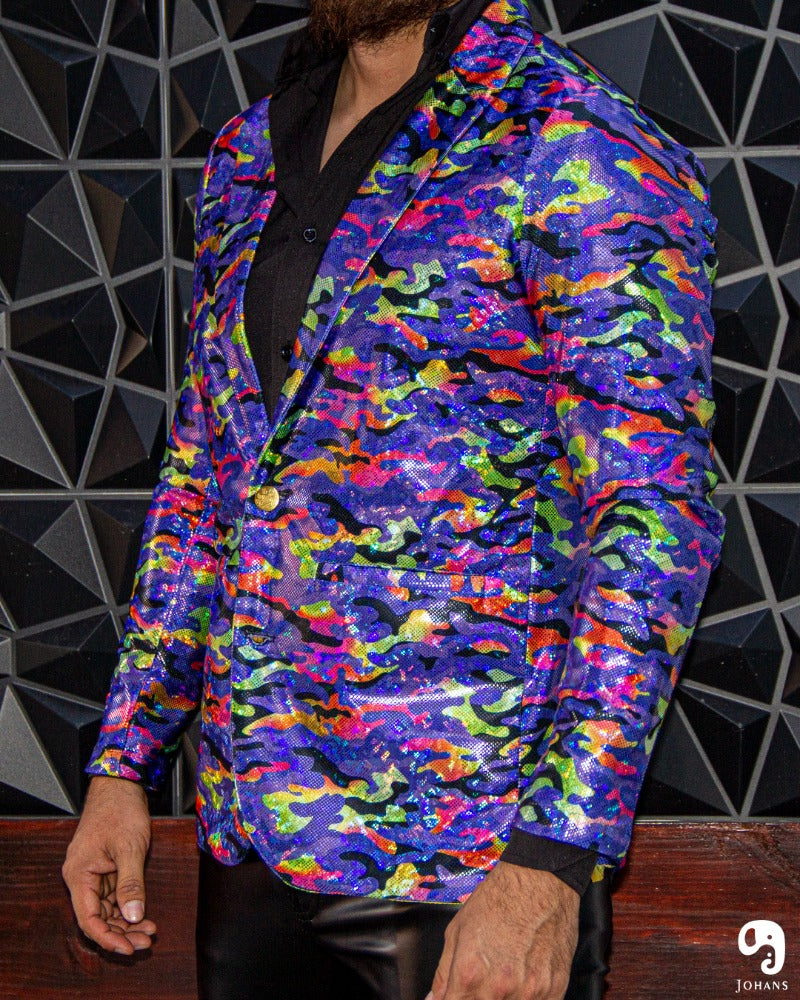 BLAZER SOLAPA V EXOTICO HOLOGRAMA MILITAR COLORES