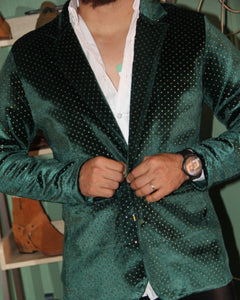 BLAZER SOLAPA V EXOTICO VERDE CON DETALLES DORADOS