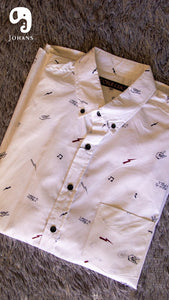 CAMISA MANGA LARGA ESTAMPADO BLANCO ROCK