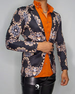 Cargar imagen en el visor de la galería, BLAZER SOLAPA V EXOTICO NEGRO CON DETALLES FLORALES
