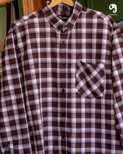 CAMISA MANGA LARGA CUADROS MEDIANOS CAFÉ