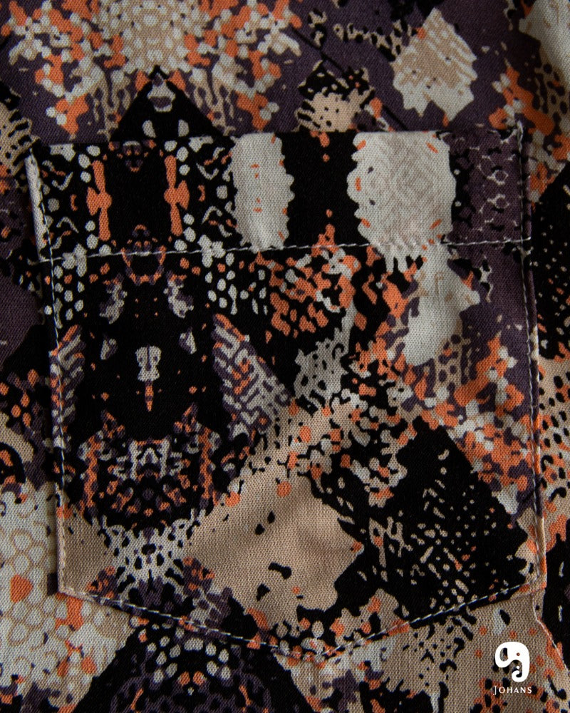 CAMISA MANGA LARGA ESTAMPADO MOTEADO EN TONOS BEIGE Y GRIS