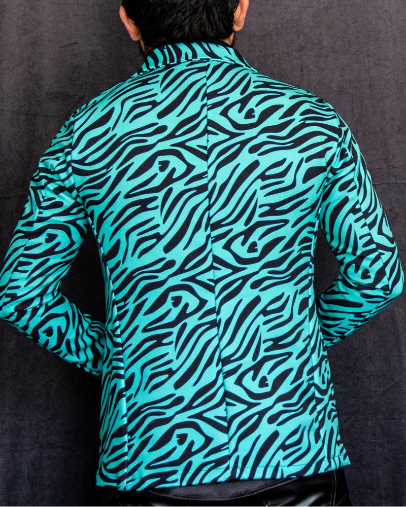 BLAZER SOLAPA V EXOTICO VERDE MENTA CEBRA