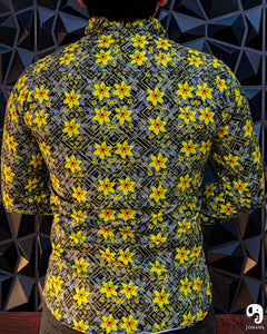 CAMISA MANGA LARGA ESTAMPADO FLOREADA AMARILLA