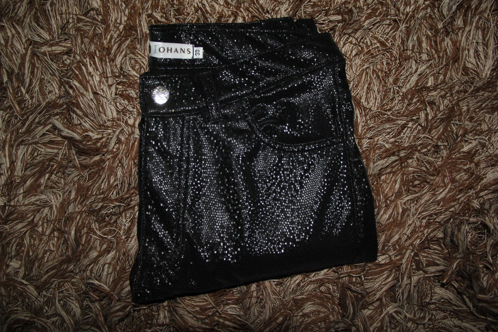 PANTALÓN EXOTICO LUNARES BRILLOSOS NEGROS