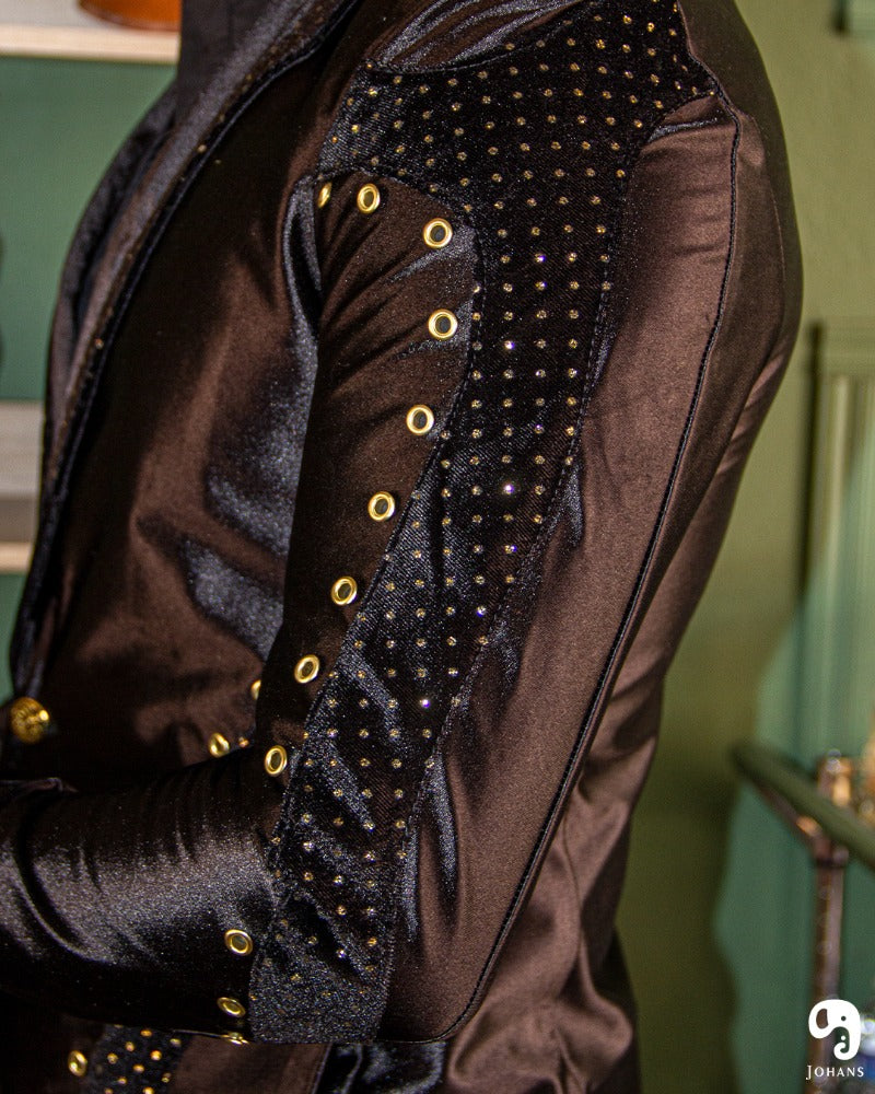 BLAZER SOLAPA V EXOTICO NEGRO CON OJALES