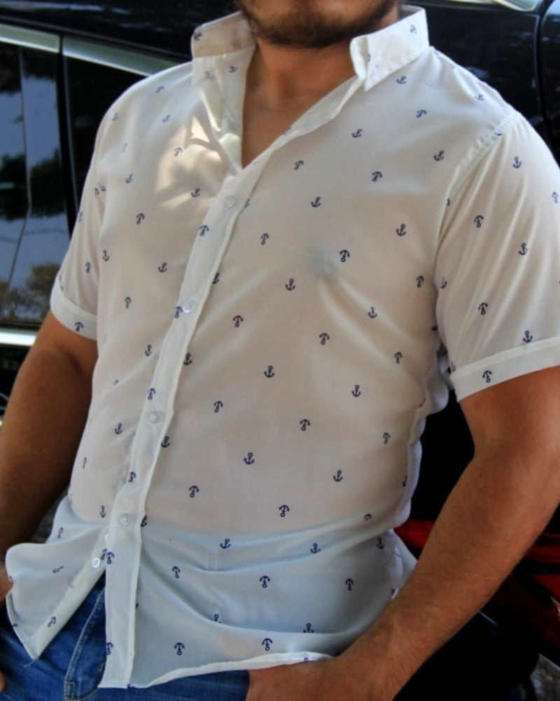 CAMISA MANGA CORTA ESTAMPADA ANCLAS