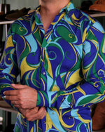 Cargar imagen en el visor de la galería, CAMISA MANGA LARGA ESTAMPADO MIX DE AZULES Y VERDES
