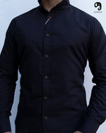 Cargar imagen en el visor de la galería, CAMISA MANGA LARGA CUELLO MAO COLOR NEGRO

