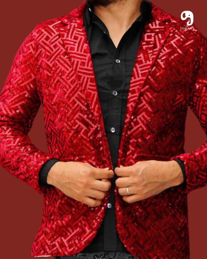 BLAZER SOLAPA V EXOTICO LENTEJUELAS ROJAS