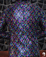 Cargar imagen en el visor de la galería, BLAZER SOLAPA V EXOTICO HOLOGRAMA CALAVERAS MULTICOLOR

