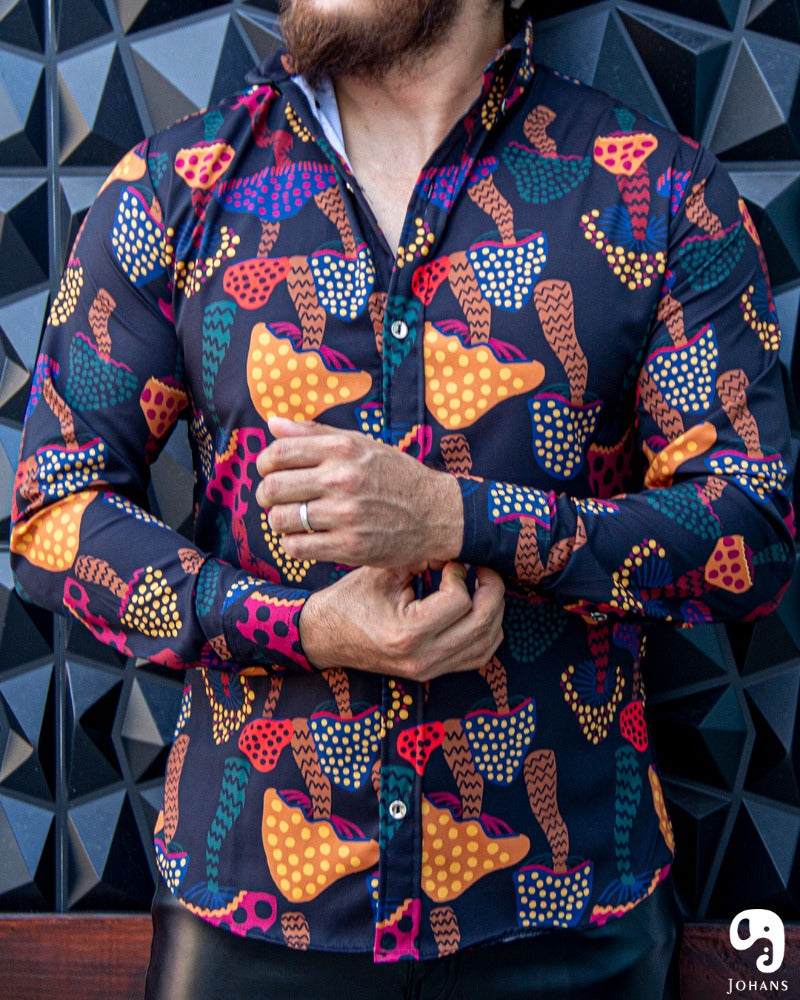 CAMISA MANGA LARGA ESTAMPADO HONGOS ALUCINOGENOS