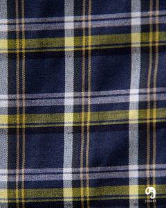 CAMISA MANGA LARGA CUADROS MEDIANOS MARINO AMARILLO