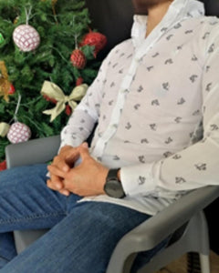 CAMISA MANGA LARGA ESTAMPADO BLANCA CALAVERAS