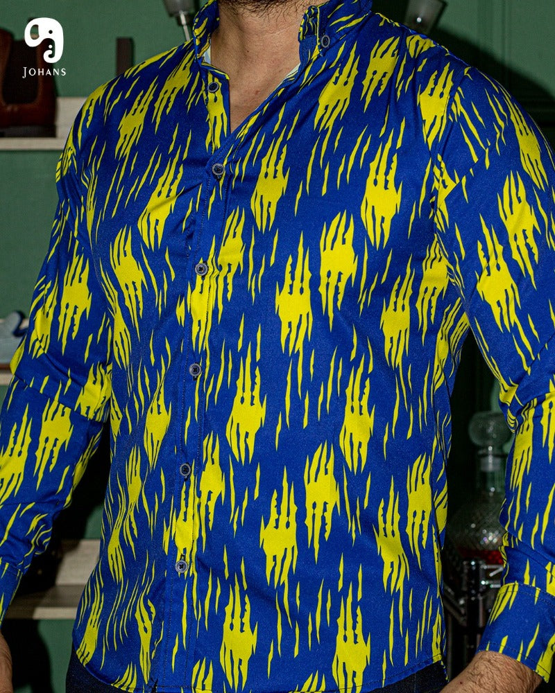 CAMISA MANGA LARGA AZUL REY GARRA AMARILLA