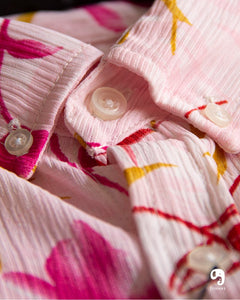 CAMISA MANGA CORTA ESTAMPADO ROSA PASTEL TRIGO