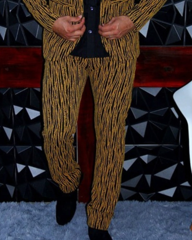 PANTALÓN EXOTICO NEGRO CON RAYAS MOSTAZA