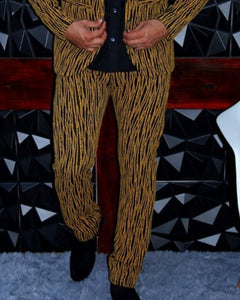 PANTALÓN EXOTICO NEGRO CON RAYAS MOSTAZA