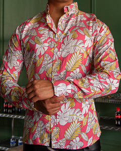 CAMISA MANGA LARGA ESTAMPADO CORAL HAWAI BLANCO