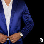 Cargar imagen en el visor de la galería, BLAZER SOLAPA V EXOTICO LISO AZUL MARINO PREMIUM
