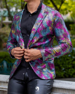 Cargar imagen en el visor de la galería, BLAZER SOLAPA V EXOTICO HOLOGRAMA ANIMAL PRINT VIBORA
