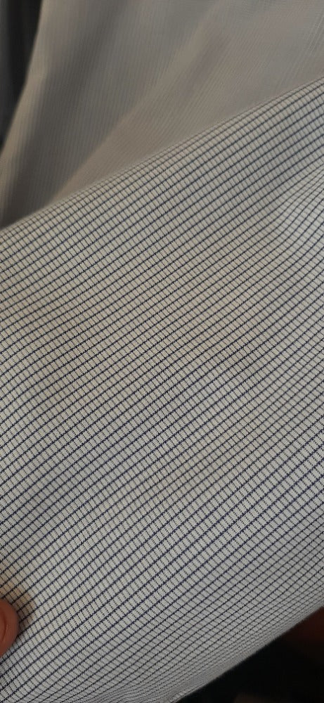 CAMISA MANGA LARGA CUADRO MILIMETRICO BLANCO