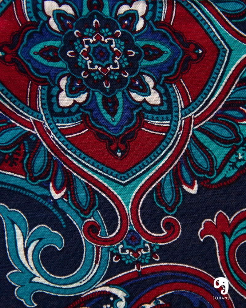 CAMISA MANGA LARGA ESTAMPADO MOSAICO FLORES AZUL
